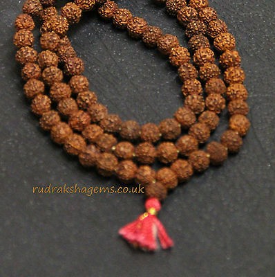 RUDRAKSHA RUDRAKSH JAPA MALA ROSARY 108 +1 BEAD YOGA HINDU PRAYER 