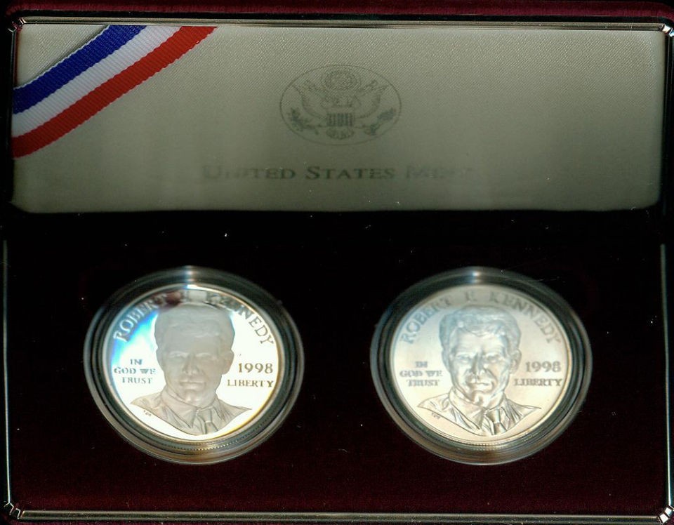 1998 S ROBERT KENNEDY UNC AND PROOF 2 COIN CHOICE SET