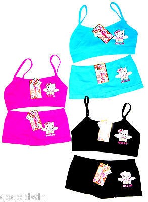 LOT 3 GIRLS TRAINING BRAS + MATCHING PANTYS cute seamless underwear S 