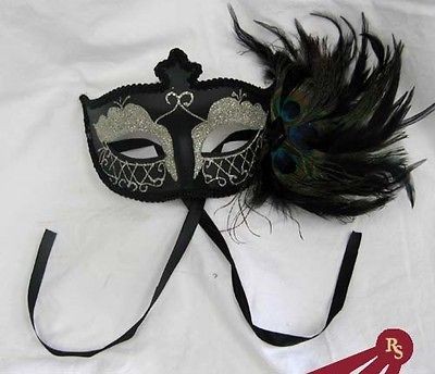 BLACK/SILVER MASQUERADE MASK   Peacock   FANCY COSTUME