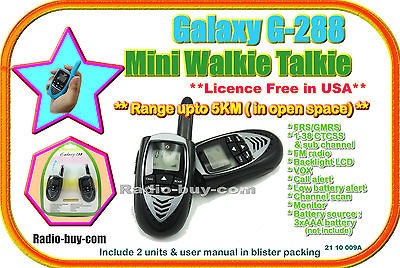   288 Mini walkie talkie ( FRS/GMRS, 2 Way Radios, licence free, CTCSS