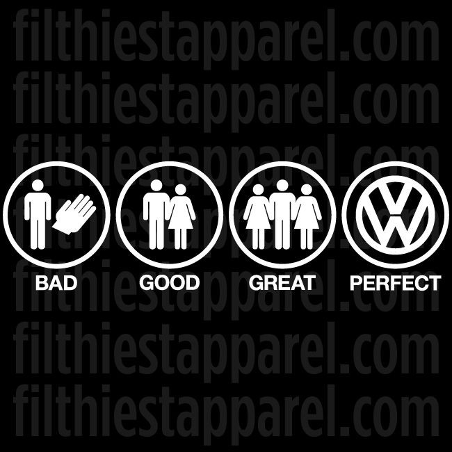   VW PERFECT Decal Sticker BEETLE JETTA GOLF GTI MK3 MK4 MK5 MK6 R32