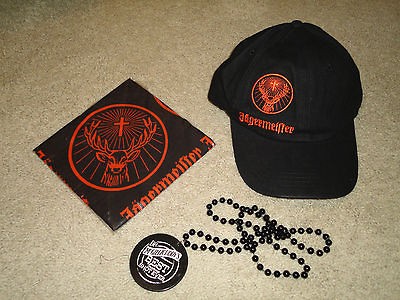 LOT OF JAGERMEISTER ITEMS *HAT   BANDANA   BEADS* BUDWEISER NASCAR 