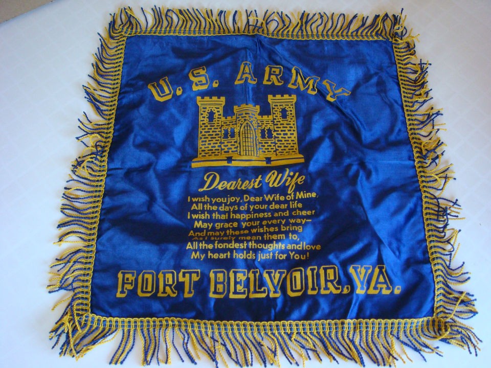 VINTAGE WW II U.S. ARMY DEAREST WIFE SOUVENIR SATIN PILLOW CASE