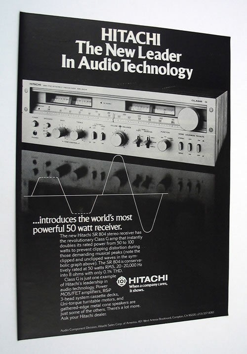 Hitachi SR 804 Class G stereo receiver 1978 print Ad