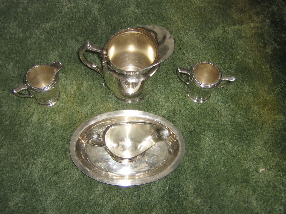   CO. EPNS HAS [ H ] ENGRAVED PITCHER CREAMER SUGAR GRAVY TRAY 1201S