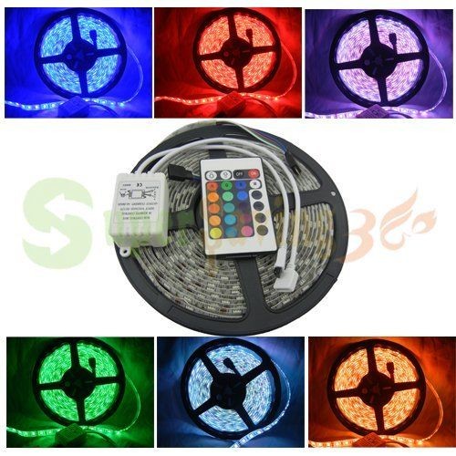   5M 5050 SMD RGB LED Strip 300 LEDs Waterproof DC12V + 24Key IR Remote