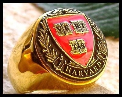 US SIZE 12.5   HARVARD RING UNIVERSITY 24K GOLD PL VERITAS SCHOOL 