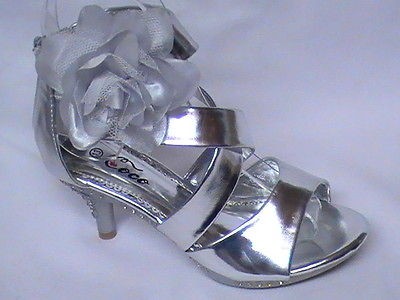 Girls Pageant Heels w/Chiffon Flower (Destiny11) Youth Flower Girl 