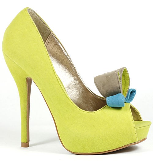 Color Block High Heel Open Toe Bow on Platform Pump Qupid Heigl 18