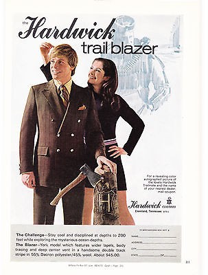 Original Print Ad 1970 the HARDWICK trail blazer Scuba Diving CLOTHES 