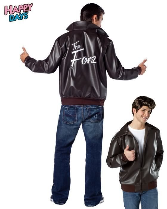 Mens Adult HAPPY DAYS The Fonz Black Jacket Costume