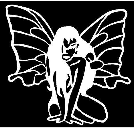 WHITE Vinyl Decal   Fairy Butterfly girl fun sticker fly lady wings