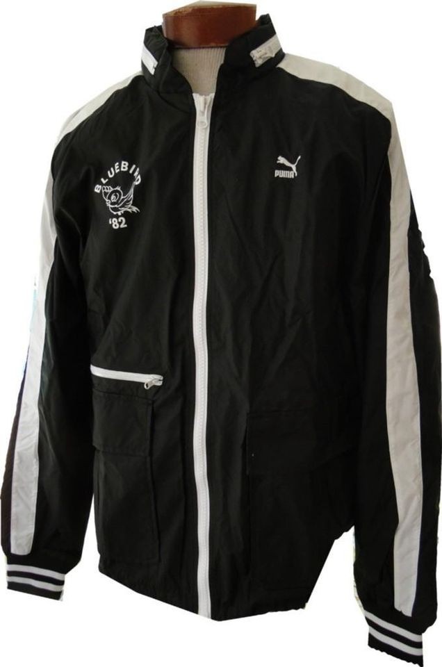   80 PUMA Varsity BLUEBIRD EDITION Black WIND JACKET w/Hideaway Hood M