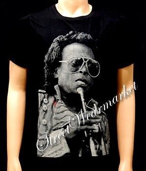 Miles Davis blue jazz funk dark black Men T shirt Sz M