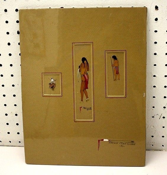 14 BY 11 ORIGINAL NATIVE AMERICAN INDIAN PAINTING BY DOUG MAYTUBBIE 