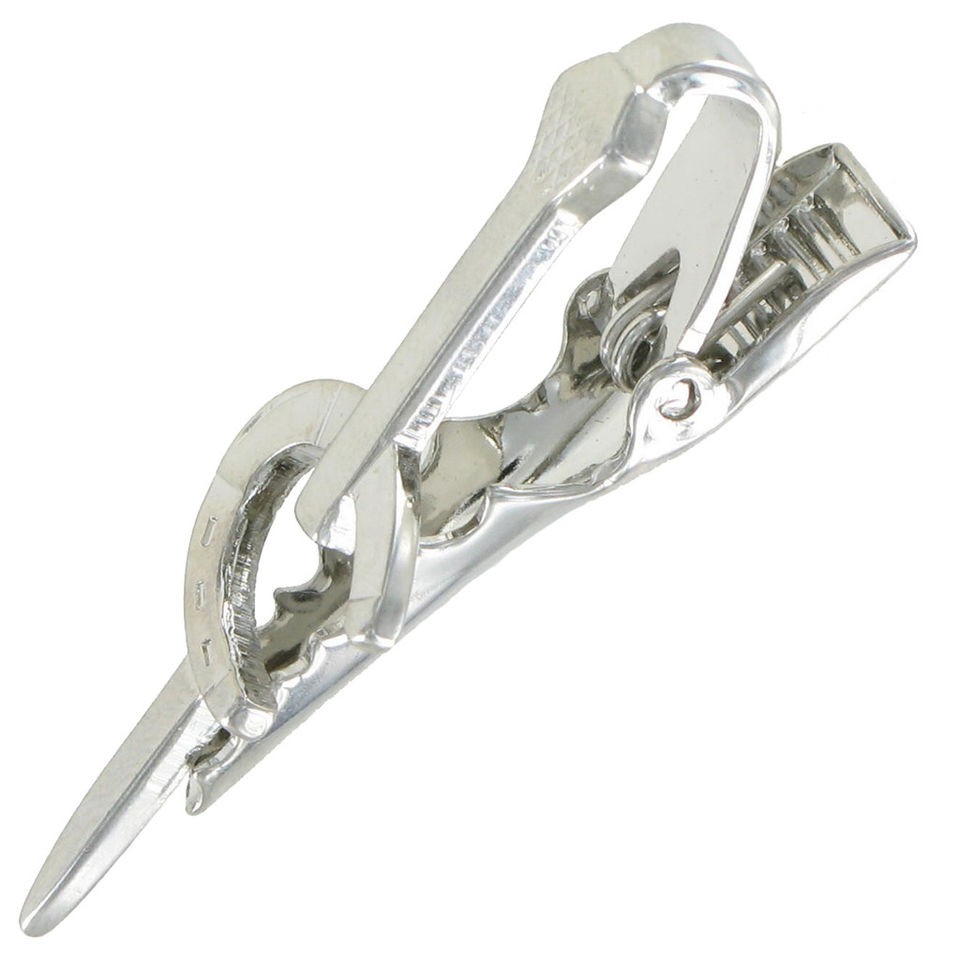 Tie Clip Mens Silver Tone Vintage Horseshoe