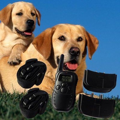   & Rechargeable LCD Shock & Vibrate Remote Dog Training Collar 2 Dogs