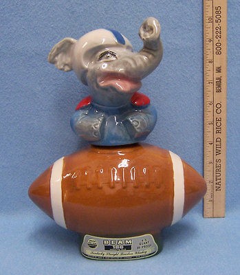   Ceramic Elephant Football Player Jim Beam Decanter 1972 Regal China