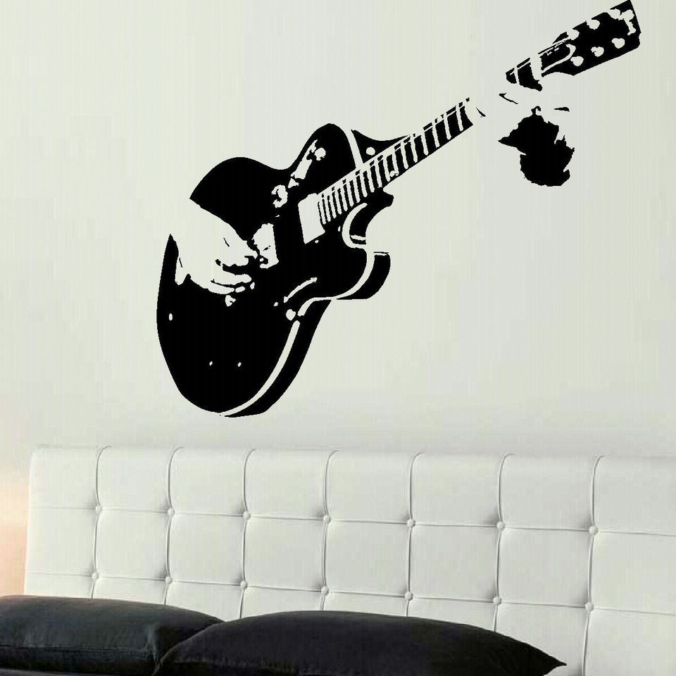   GUITAR GUITARIST WALL GIANT ART MURAL STICKER STENCIL TRANSFER DECAL