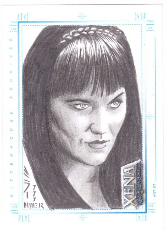 Xena Art & Images Steven Miller Sketch Card   Xena 2 hand drawn 