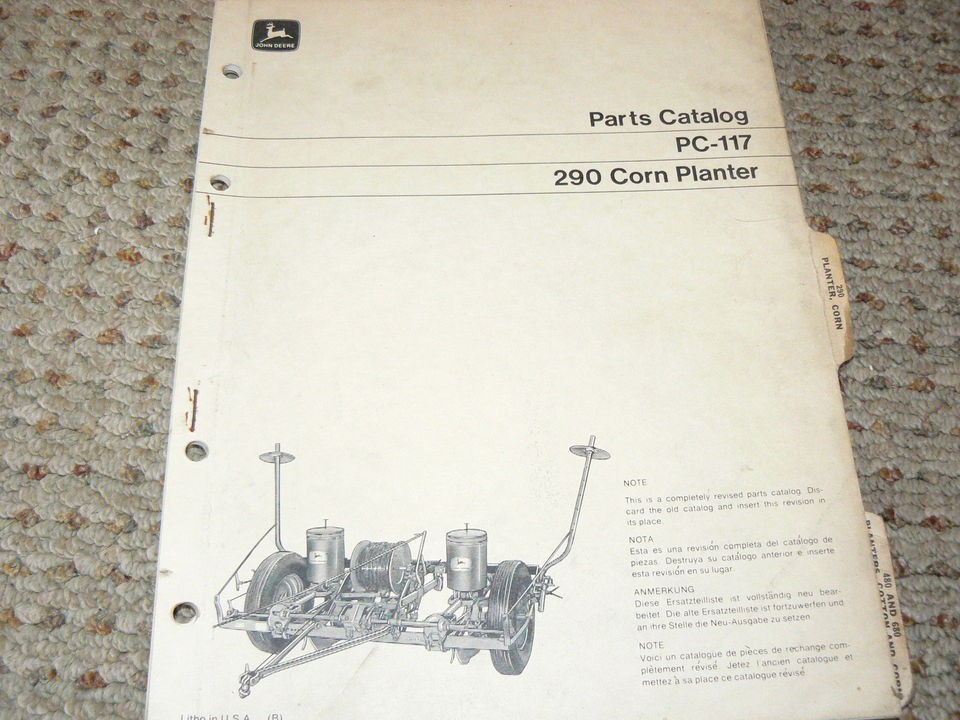 John Deere 480 & 680 Cotton and Corn Planter Dealers Parts Book