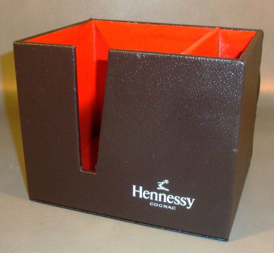 Dark Brown Faux Leather Hennessy Napkin Straw Holder Bar Club Stuff