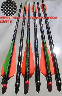 Carbon Crossbow Bolts / 5 vanes+bullet points, 3K carbon shafts 