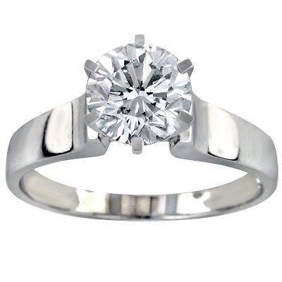 Genuine 0.80Ctw Prong Set Diamond 14Kt White Gold Solitaire Engagement 