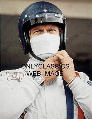 STEVE MCQUEEN OPEN FACE HELMET PIERCING EYES @ LeMANS AUTO RACING 