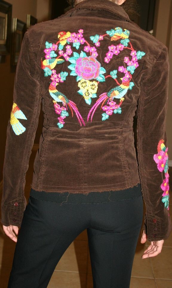 JOYSTICK DARLING EMBROIDERED SNAP FRONT BLAZER JACKET TOP xsm