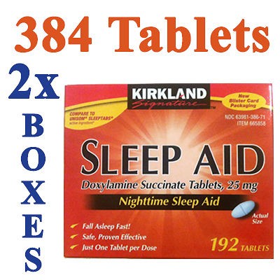 Kirkland Sleep Aid Doxylamine Succinate 25mg 384 Tablets Sleeping 