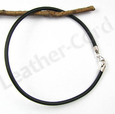 RUBBER CORD BRACELET 2.5mm .925 CUSTOM COLOR & SIZE