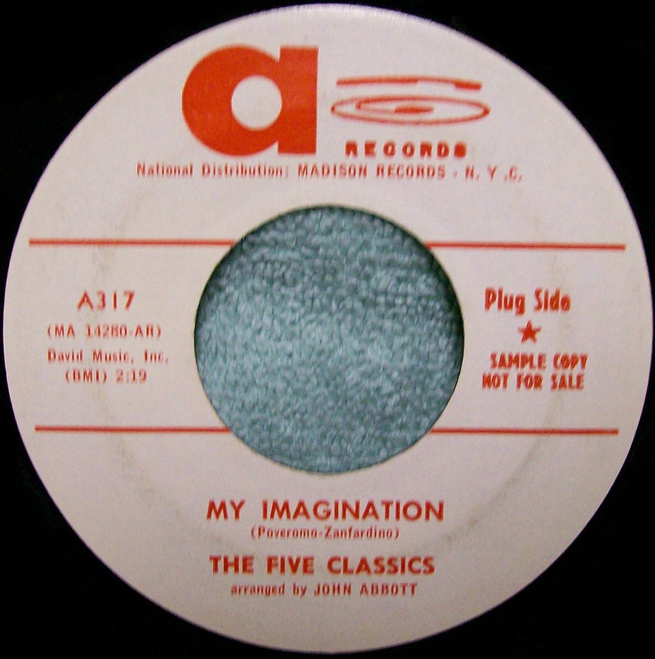 THE FIVE CLASSICS MY IMAGINATION AND COME ON BABY PROMO ON A RECORDS 