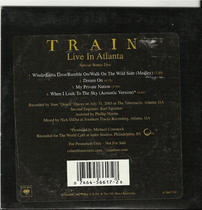 TRAIN Live in Atlanta 4 LIVE TRX Cover Remake & ACOUSTIC PROMO CD lou 