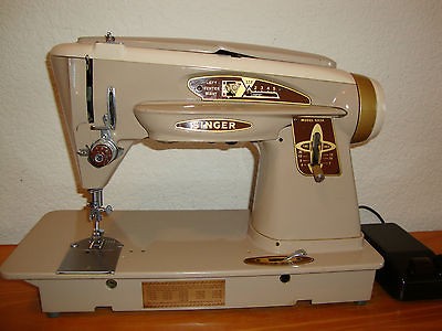 VINTAGE SINGER MODEL 503A SLANT O MATIC SEWING MACHINE ,LEATHER 