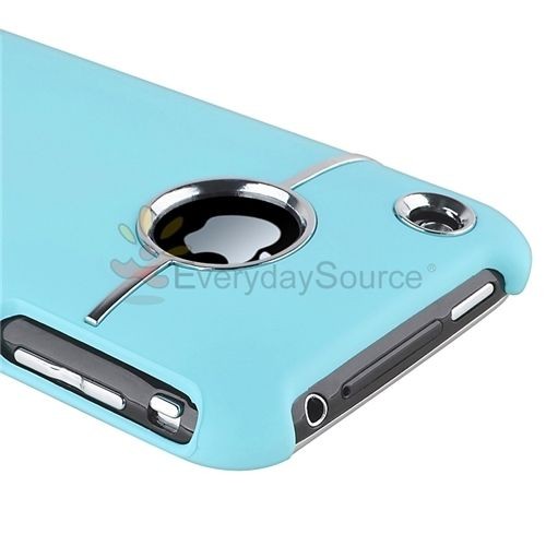 Luxury DELUXE BLUE COVER W/CHROME FOR iPhone 3G 3GS Gen 3 G S Hard 