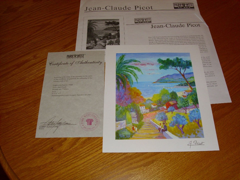 Jean Claude Picot Paysage aux 3 Enfants ARTWORK AND CERTIFICATE