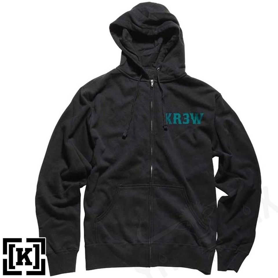     Mens Komanche Hooded Full Zip Fleece in Black   KR3W Skate Hoodie