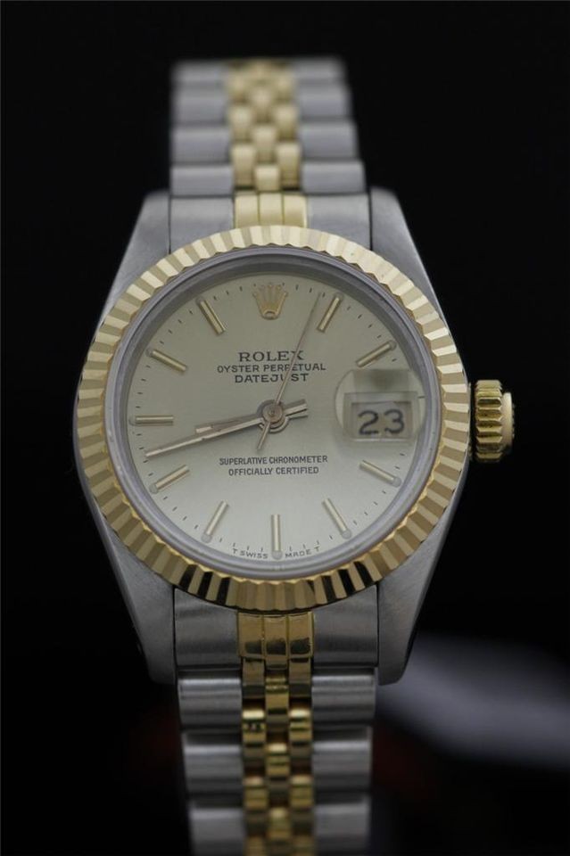 ladies rolex bi metal 18ct yellow gold datejust 69173 fluted