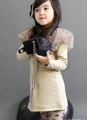 Kids Dress Girls Gauze Collar Shawl Long Sleeve Toddlers 2 7Y Party 