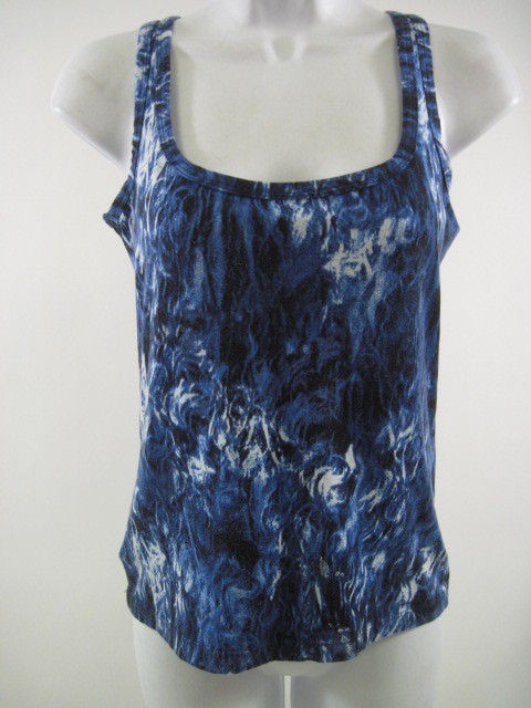 ISABEL DE PEDRO Blue Sleeveless Printed Shirt Top Sz 6