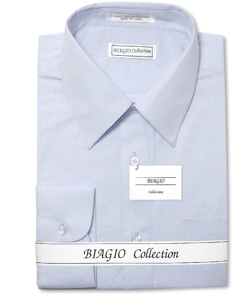 Biagio Mens COTTON POWDER BLUE Dress Shirt sz 19 34/35