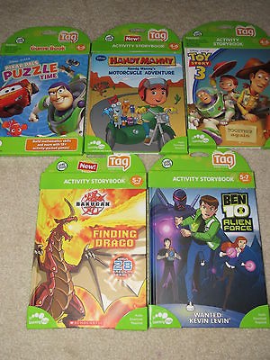 NEW LeapFrog TAG Learning System BOOKS lot of 5 Ben 10 Toy Story 3 