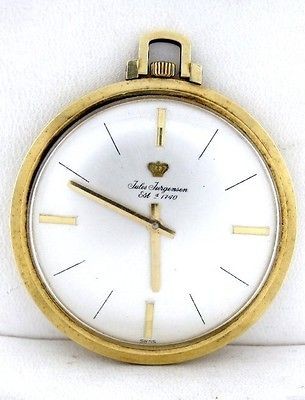 MENS 14K YELLOW GOLD VINTAGE JULES JURGENSEN POCKET WATCH 17 jewels 29 