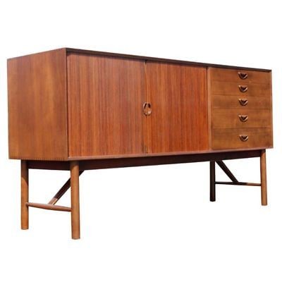 5ft Vintage Teak Tambour Door Sideboard by Peter Hvidt