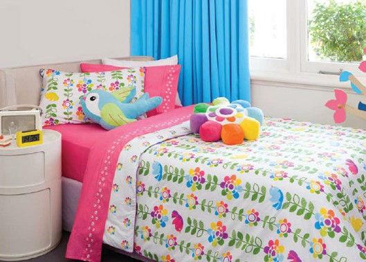 KAS KIDS Penny Floral DOUBLE/KING SINGLE Quilt Cover Set/Bird Cush 