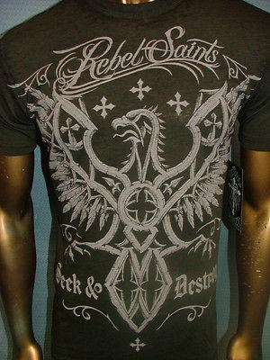 REBEL SAINTS by AFFLICTION Grn DISTURBIA Fight BIKER UFC EXPRESS T 