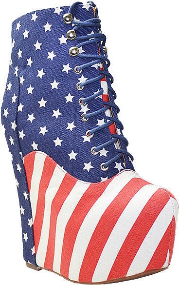 JEFFREY CAMPBELL Womens Damsel Platform Wedge in Stars & Stripes 