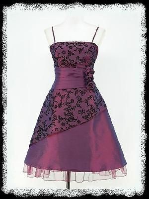 dress190 PURPLE 50s FLOCK FLORAL VINTAGE COCKTAIL PROM PARTY EVENING 